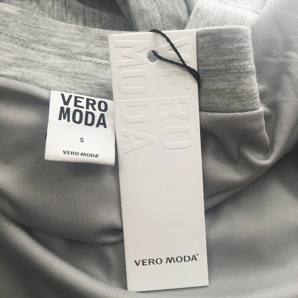 🌸 VERO MODA Skirt Draped twist knot t-shirt Short Mini Grey Extreme Ruching - Picture 6 of 10